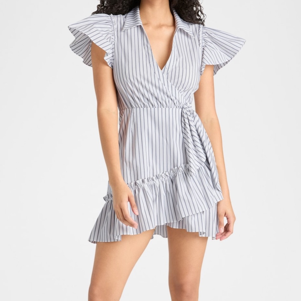 Cinq a Sept white & navy mini dress